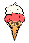 une glace à la vanille et framboise